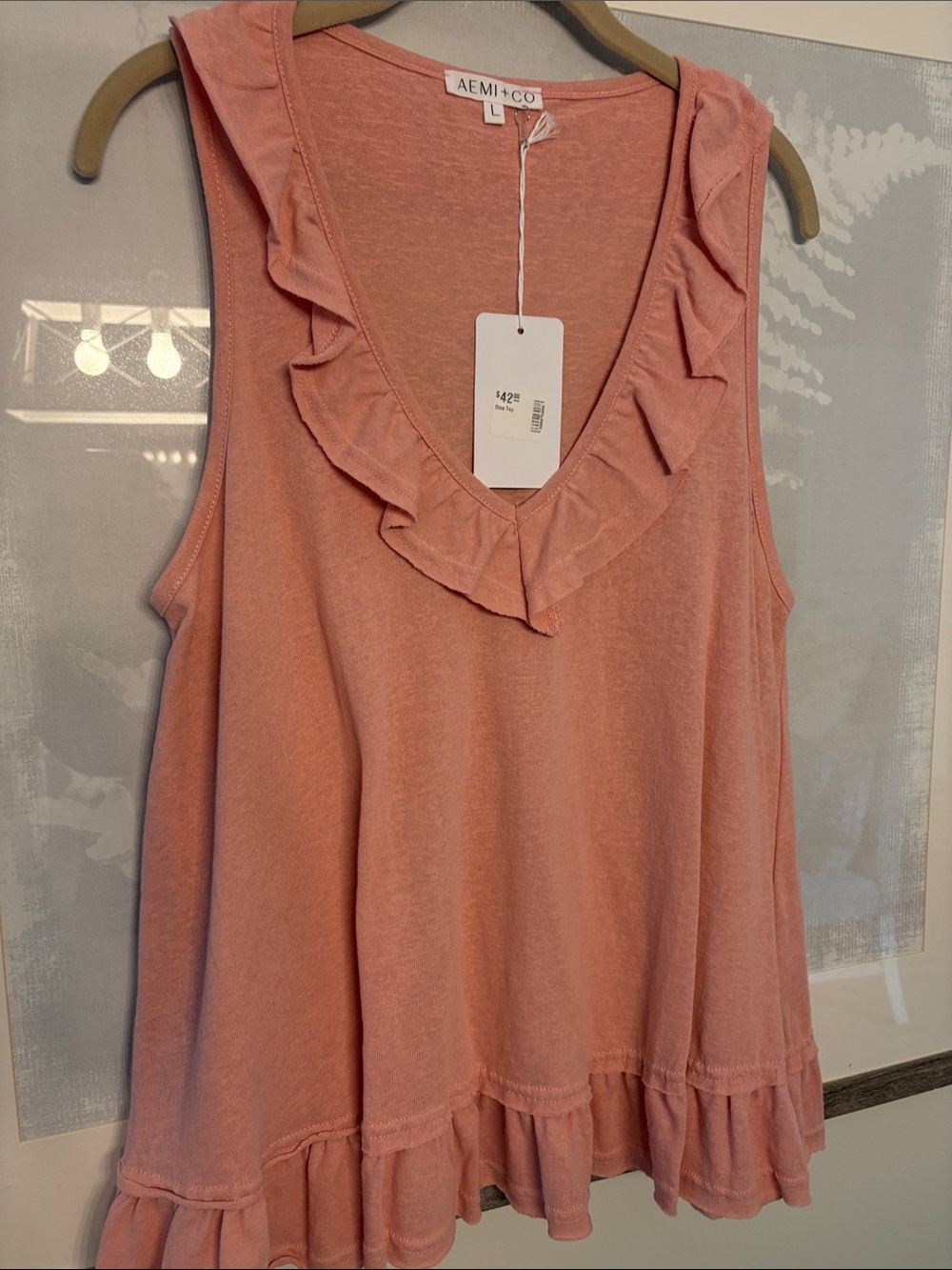 Women's Ruffle V-Neck Sleeveless Top - Dusty Rose